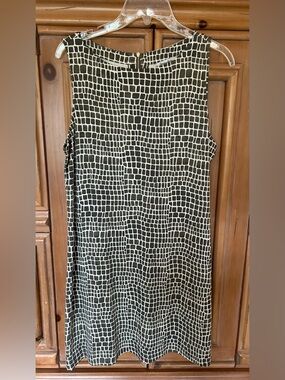 Tommy Bahama, olive green and ivory sleeveless shift dress, size L